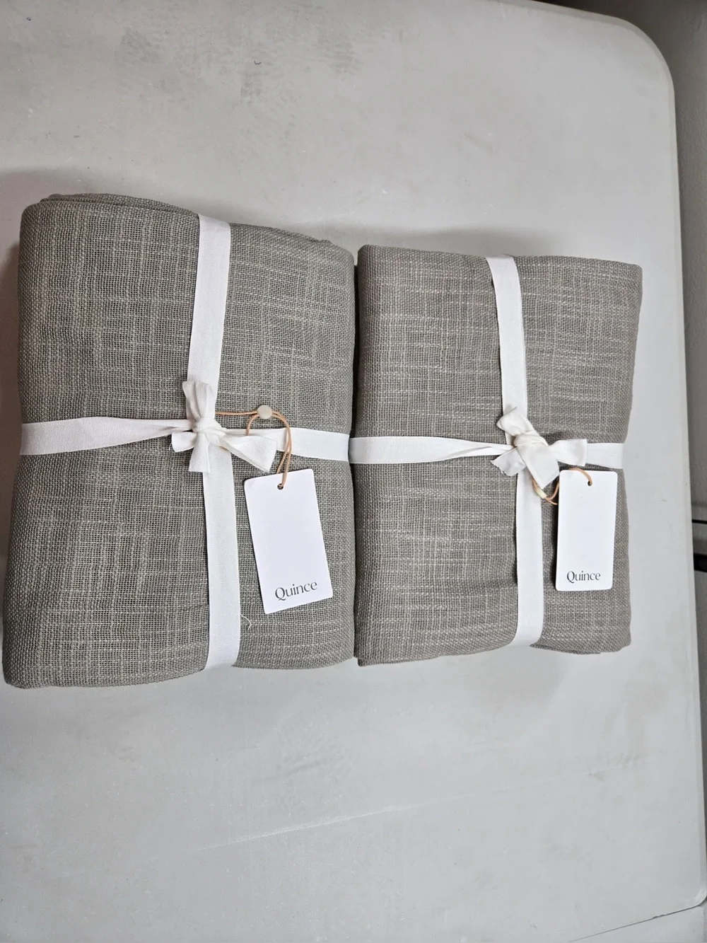 NWT QUINCE Set Of 4 48x84 Cotton Sheer Curtains Grey 0837